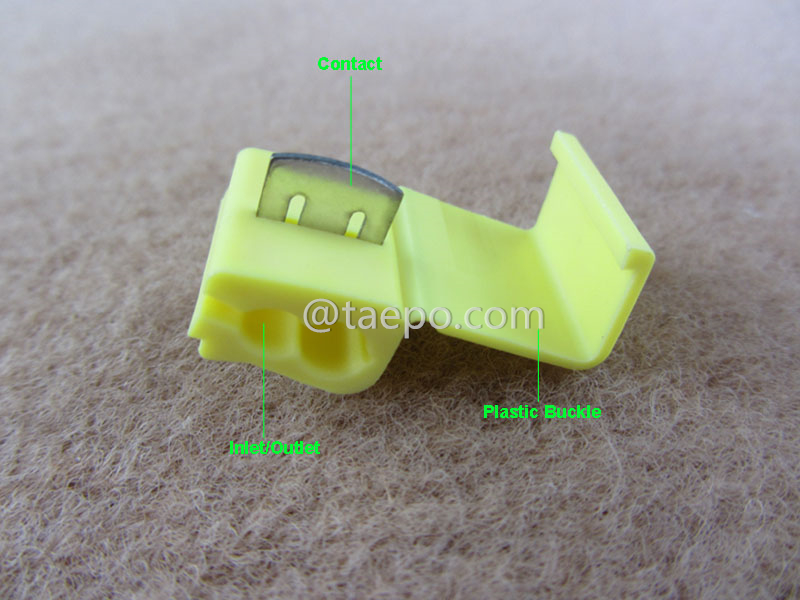 illustration for 562 run & tap connector, 2-wire, AWG12-10 conductor, single pin, yellow