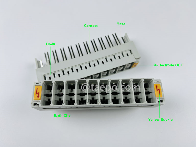 Illustration pictures for 10 pairs 3-pole over-voltage protection magazine