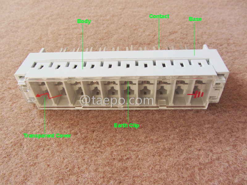 Illustration pictures for 10 pairs 3-pole over-voltage protection magazine for LSA highband module