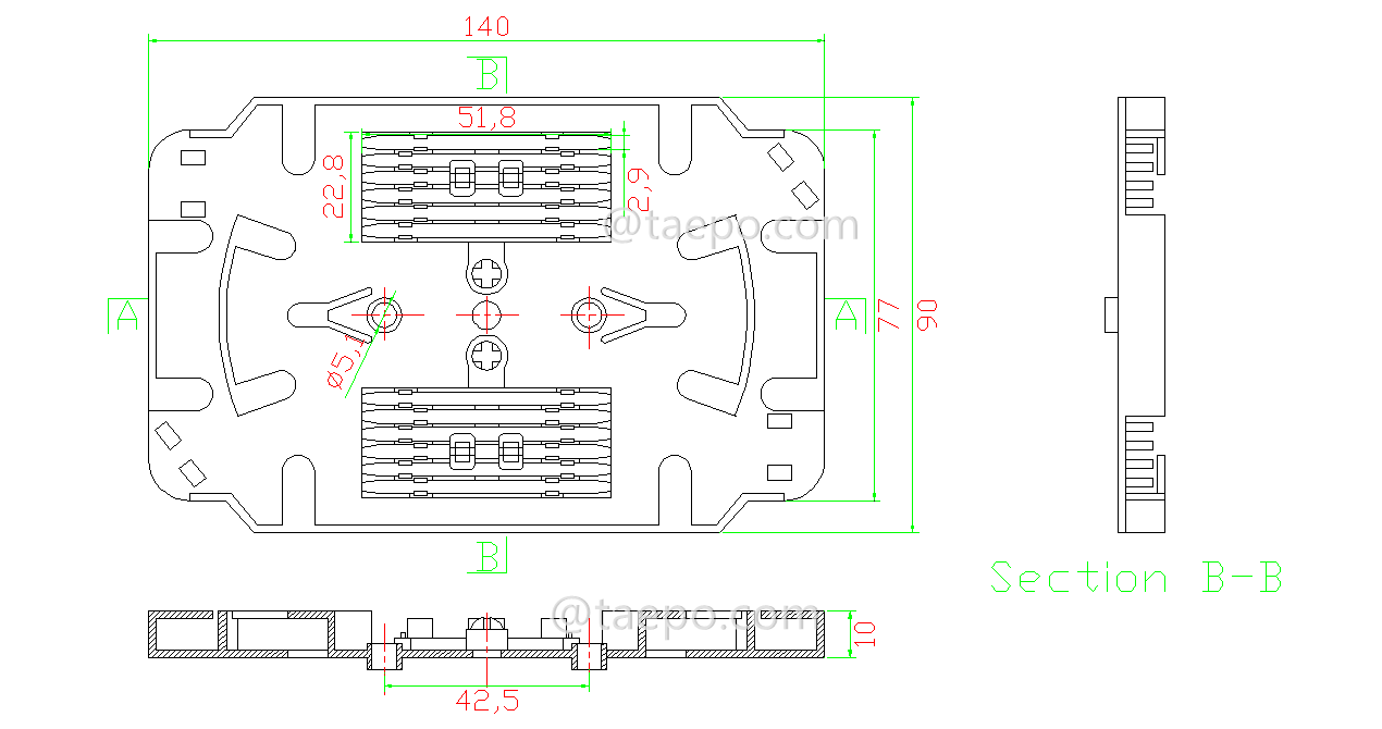 Drawing for Fiber splice tray, 12 fibers