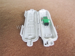 Drop cable splice box, outdoor, 160x47x17mm, SC, 1 inlet 1 oulet, without adapter