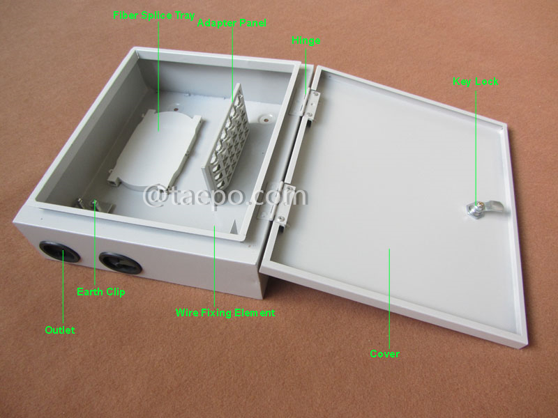 Illustration pictures for Fiber distribution box (FDB), outdoor, SC, 24 fibers, with replaceable patch panels, cold rolling steel housing with powder coating