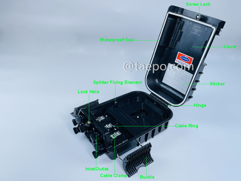Illustration pictures for Fiber distribution box (FDB), outdoor, SC water-proof, 8 fibers, plastic housing