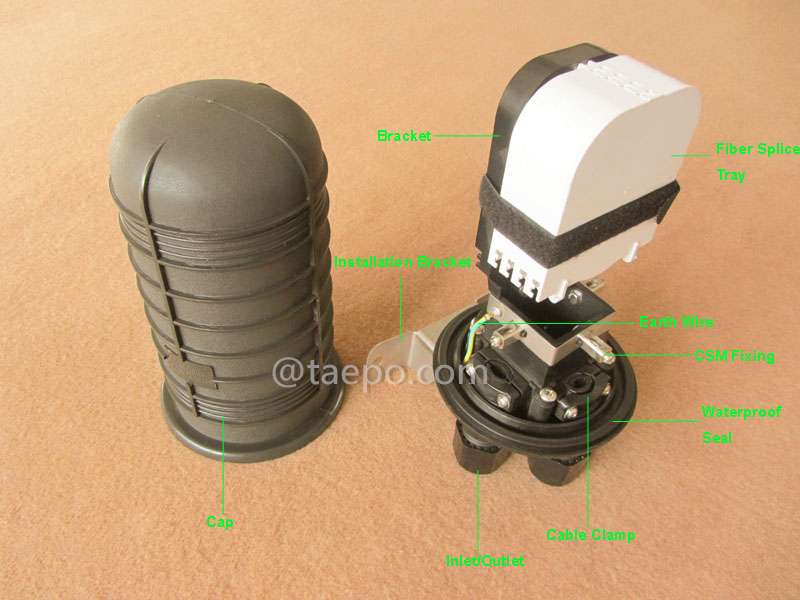 Illustration pictures for Fiber optic splice closure (FOSC), vertical type, mechanical sealing , 48 fibers