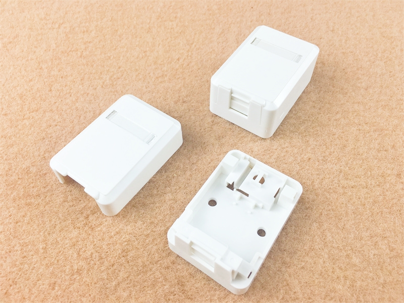 1-port surface box, CAT5E, RJ45, 8P8C, UTP, 65x48x27mm, AP style, without keystone jack