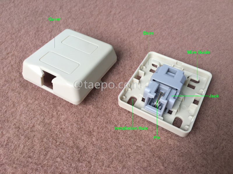 Illustration pictures for 1-port RJ11 telephone socket, CAT3,  2P2C, dry